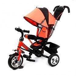 Велосипед 3-х колесный с ручкой и регулируемой спинкой, оранжевый (Super Trike, ST151-3sim) - миниатюра